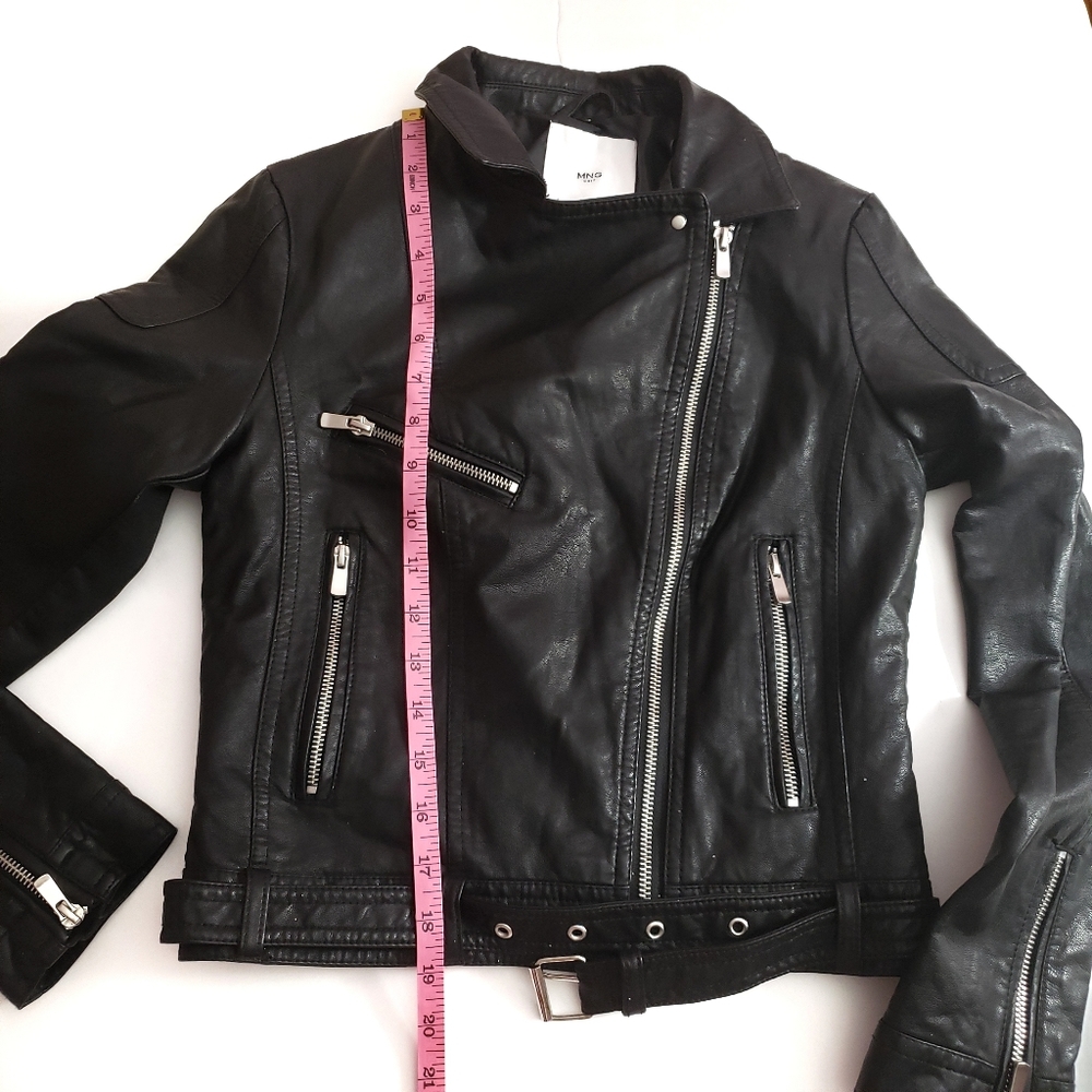 Mango MNG Faux Leather Black Jacket Size USA XXS - Picture 11 of 11